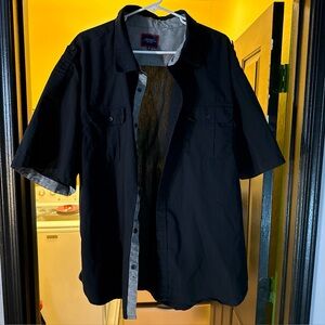 Six Lincoln New York 100% Cotton Black Casual Button Down Shirt 4X Black Pockets